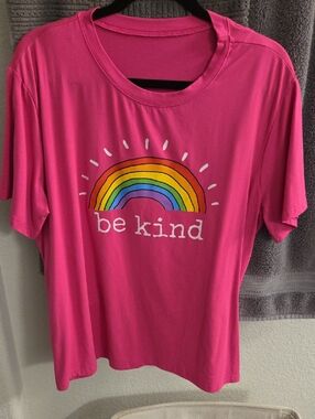 Girls' Pink "Be Kind" Rainbow Graphic Tee